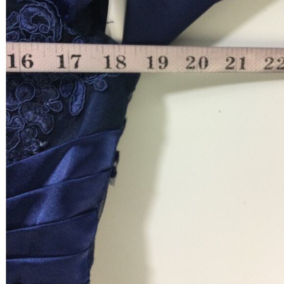 FORMAL 12 L dark navy blue bridesmaid capelet gala party maxi dress NEW B127 - Picture 5 of 7